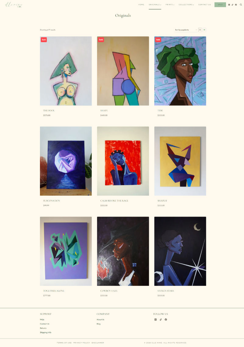 Elle Nine product page screenshot