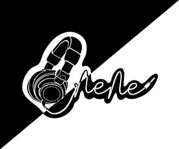 DJ NeNe logo with a split black and white background.