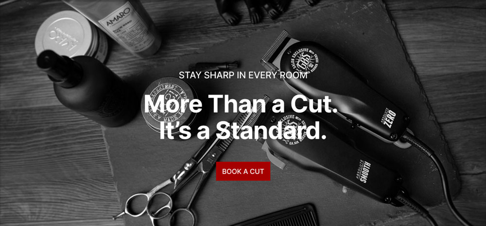 Desktop hero screen capture of barber site.