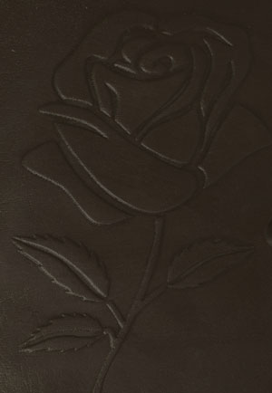 Brown leather rose book cover.